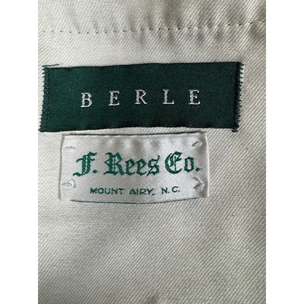 Berle Corduroy Pants Men's‎ 38R Olive Green Pleated Straight Leg F. Rees Co.